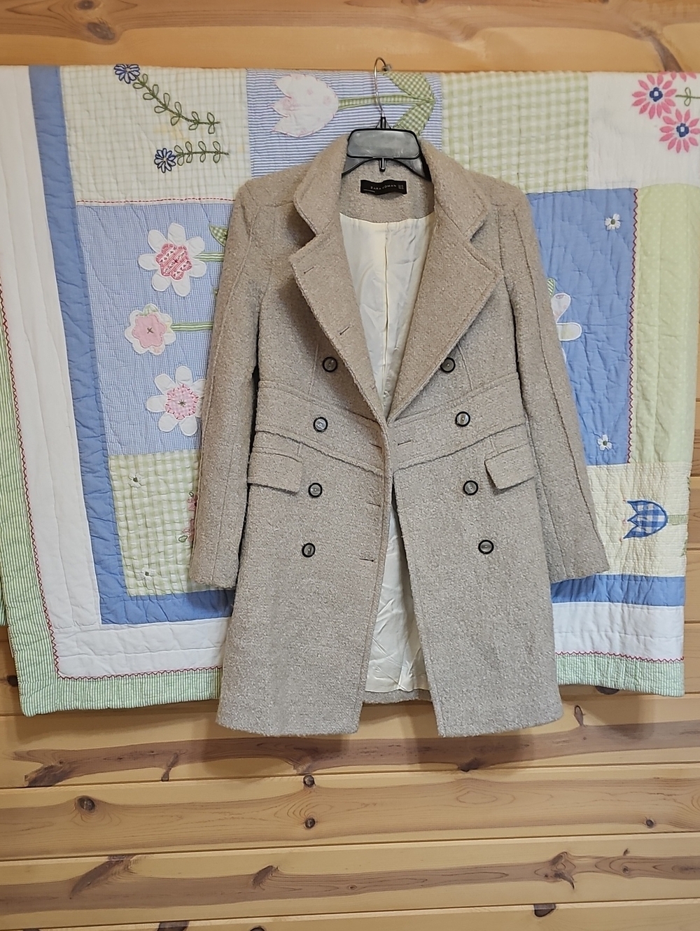 Double-Breasted Beige Women's Coat